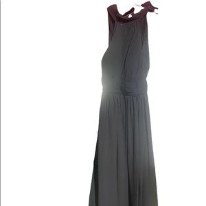 Sleeveless black bridesmaid dress with high slit